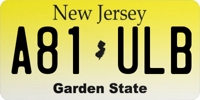 NJ license plate A81ULB