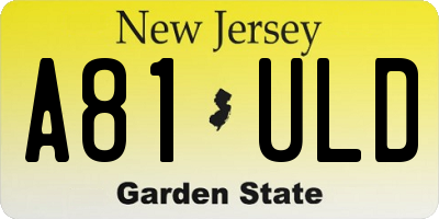 NJ license plate A81ULD