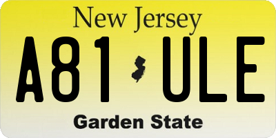 NJ license plate A81ULE