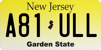 NJ license plate A81ULL