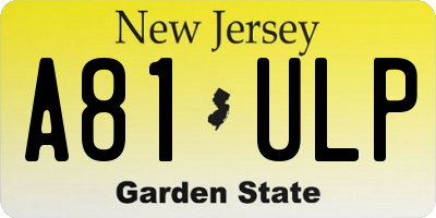 NJ license plate A81ULP