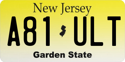 NJ license plate A81ULT