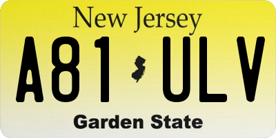 NJ license plate A81ULV