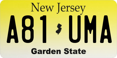 NJ license plate A81UMA