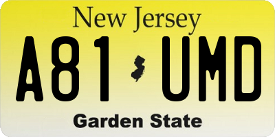 NJ license plate A81UMD