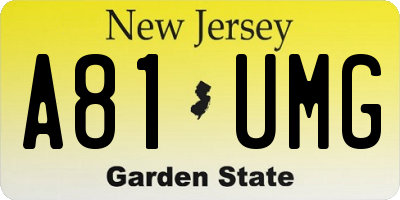 NJ license plate A81UMG