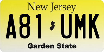 NJ license plate A81UMK