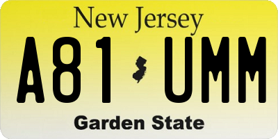NJ license plate A81UMM
