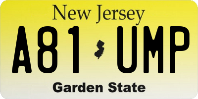 NJ license plate A81UMP