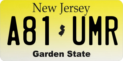NJ license plate A81UMR