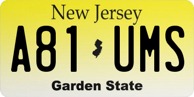 NJ license plate A81UMS