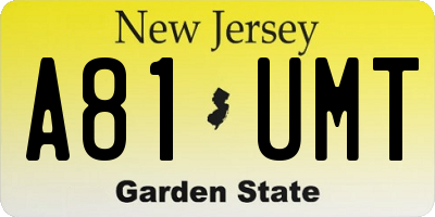 NJ license plate A81UMT