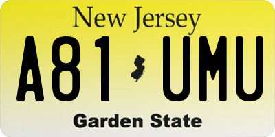 NJ license plate A81UMU