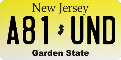 NJ license plate A81UND