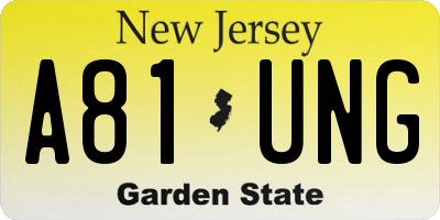 NJ license plate A81UNG