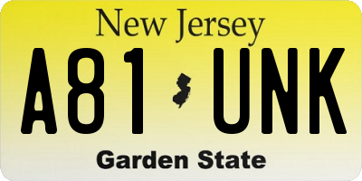 NJ license plate A81UNK