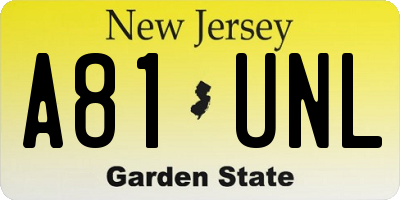NJ license plate A81UNL