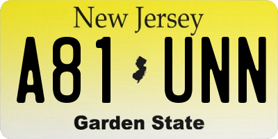 NJ license plate A81UNN