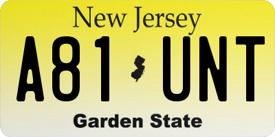 NJ license plate A81UNT