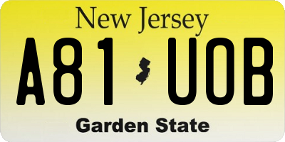 NJ license plate A81UOB