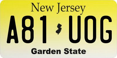 NJ license plate A81UOG