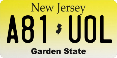 NJ license plate A81UOL