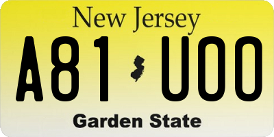 NJ license plate A81UOO