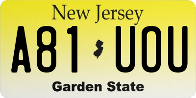 NJ license plate A81UOU