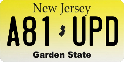 NJ license plate A81UPD