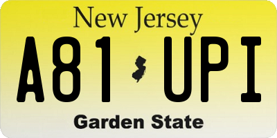 NJ license plate A81UPI