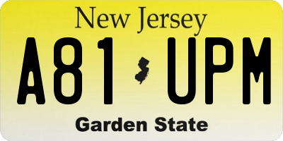 NJ license plate A81UPM
