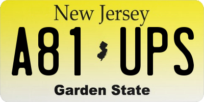 NJ license plate A81UPS