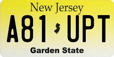 NJ license plate A81UPT