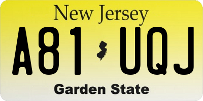 NJ license plate A81UQJ