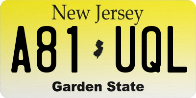 NJ license plate A81UQL