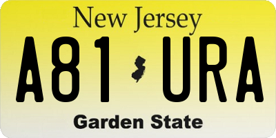 NJ license plate A81URA