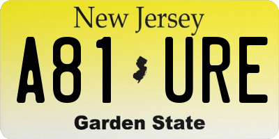 NJ license plate A81URE