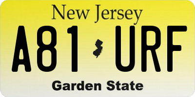 NJ license plate A81URF