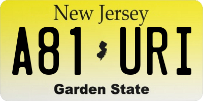 NJ license plate A81URI
