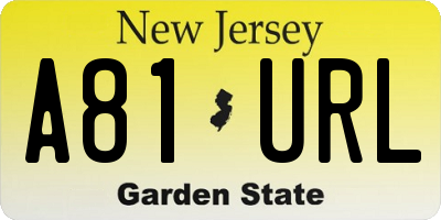 NJ license plate A81URL