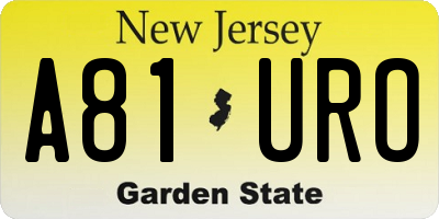 NJ license plate A81URO