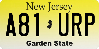 NJ license plate A81URP