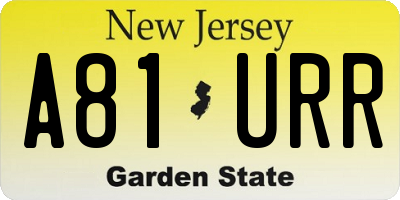 NJ license plate A81URR