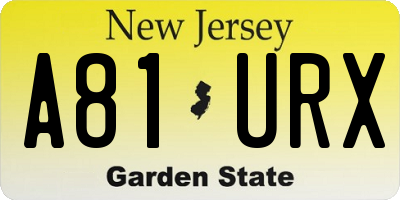 NJ license plate A81URX