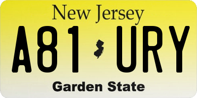 NJ license plate A81URY