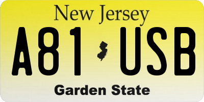 NJ license plate A81USB