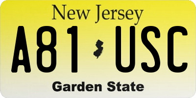 NJ license plate A81USC