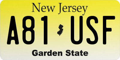 NJ license plate A81USF