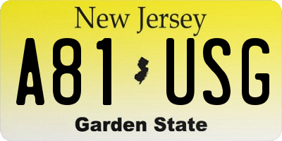 NJ license plate A81USG