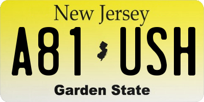 NJ license plate A81USH